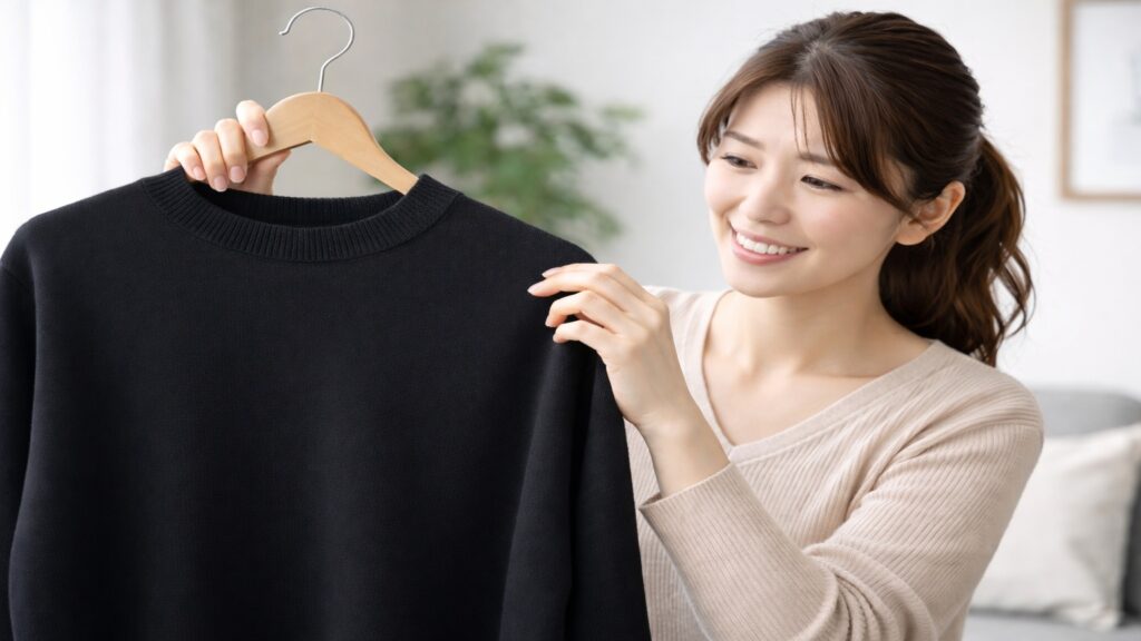 黒い服のホコリを防ぐ方法まとめ 黒い服がキレイになった様子