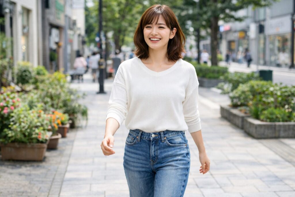 デニムを穿く女性