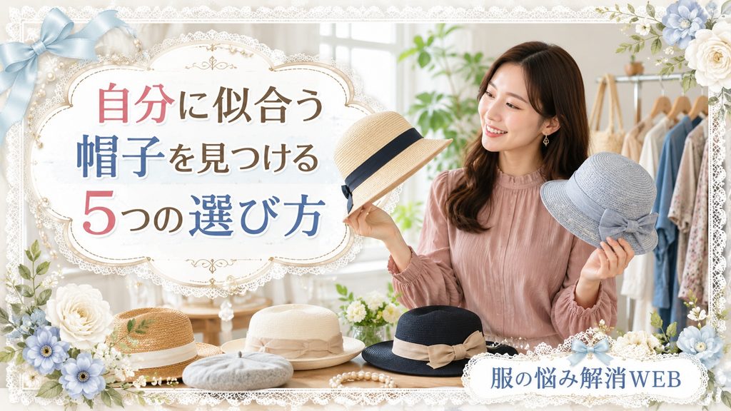 自分に似合う帽子を探しながら複数の帽子を比較する女性