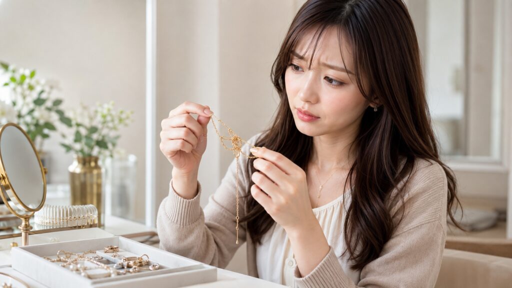 ネックレスが絡まる原因と理由
