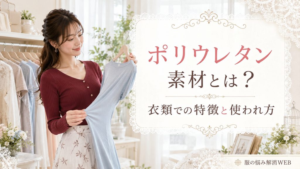ポリウレタン素材の衣類での特徴と使われ方を確認する女性