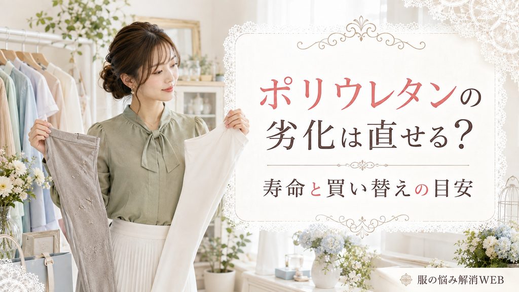 劣化した衣類ときれいな衣類を比較して寿命や買い替えを考える女性