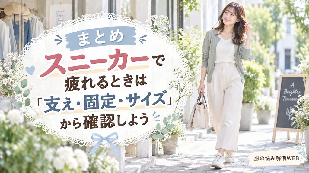 自分に合ったスニーカーを履き、快適そうに街を歩く女性