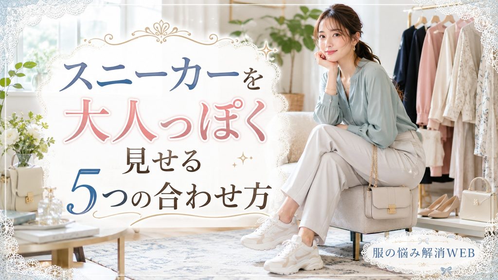 スニーカーを大人っぽく見せるコーディネートを楽しむ女性