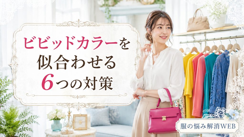 ビビッドカラーを小物や服で取り入れながら似合わせ方を楽しむ女性