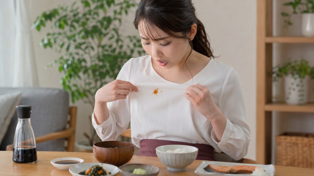 服についた醤油・ソース汚れが厄介になる原因と理由