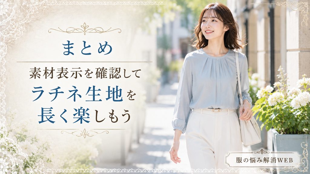きれいに手入れしたラチネ生地の衣類を着て明るい街中を歩く女性