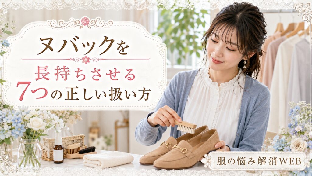 ブラシを使ってヌバックの靴を丁寧にお手入れする女性