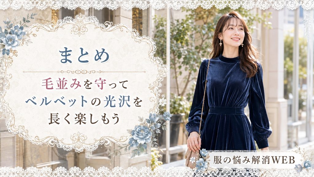きれいな光沢のベルベットワンピースを着て明るい街中を歩く女性